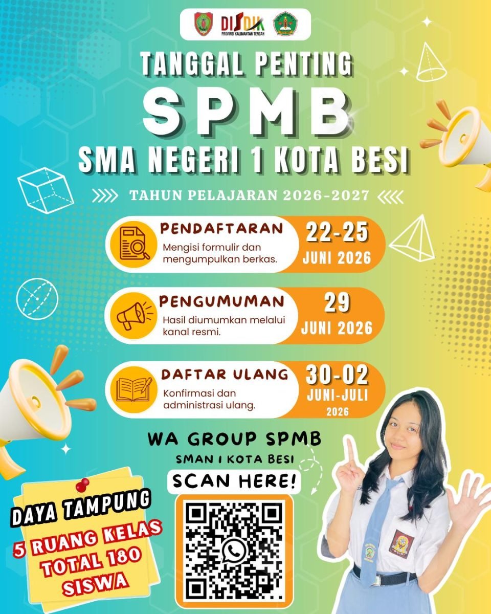 PENERIMAAN MURID BARU (SPMB) Tahun Pelajaran 2026/2027 SMA Negeri 1 Kota Besi